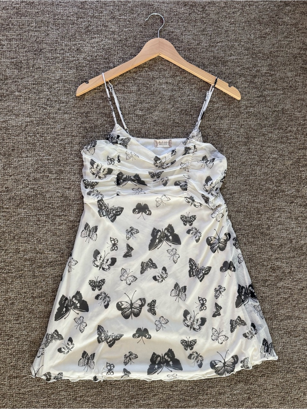Altar'd State L Cream Mini Dress with Black Butterfly Print